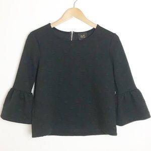 NORDSTROM W5 Polka Dot Cropped Bell Sleeve Blouse